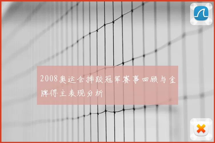 2008奥运会摔跤冠军赛事回顾与金牌得主表现分析